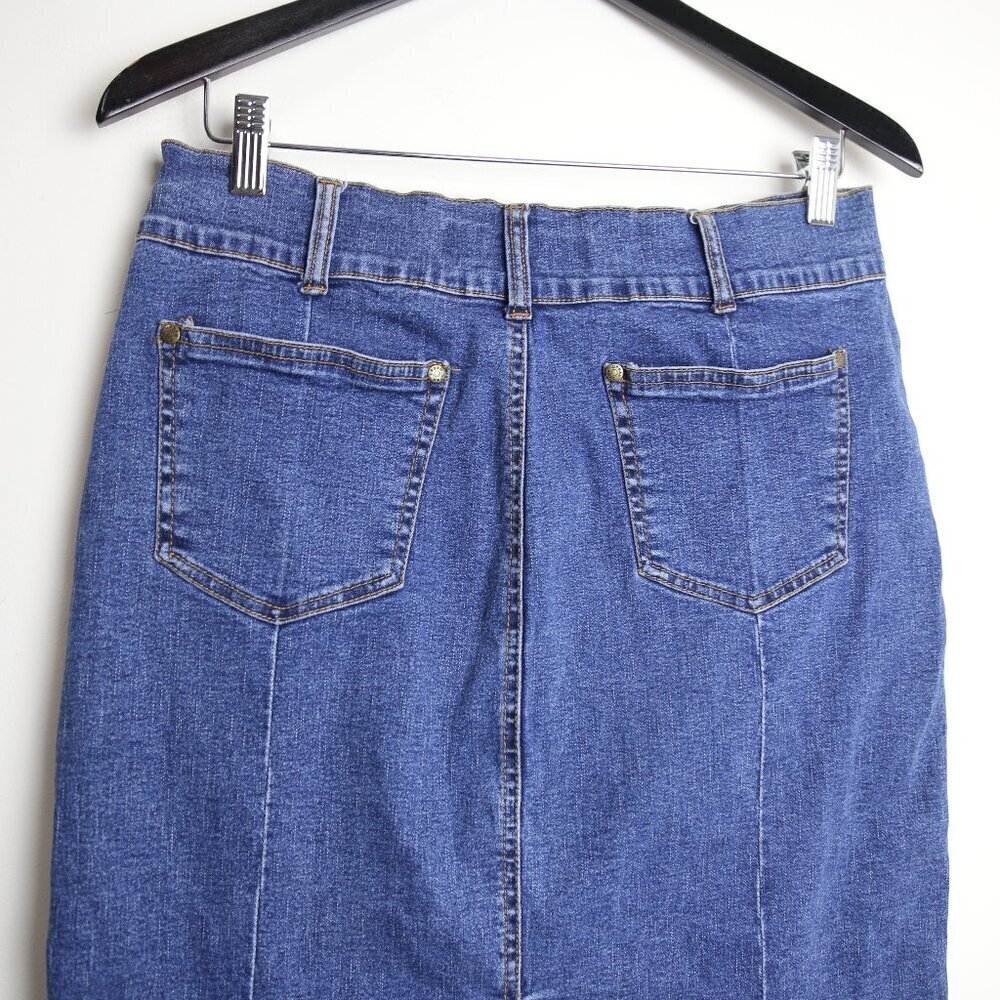 Vintage Urban Star Mid Length Denim Jean Blue Wash Mini Short Skirt Size 10 - Picture 6 of 7